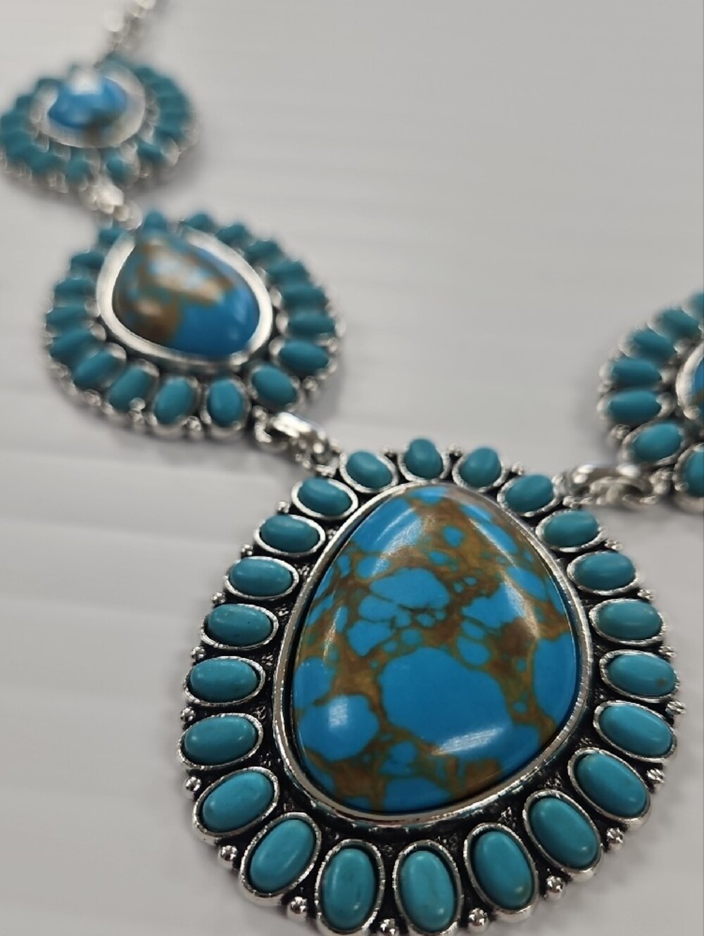 Turquoise Teardrop Statement Necklace - Women Jewelry - Picture 2 of 7